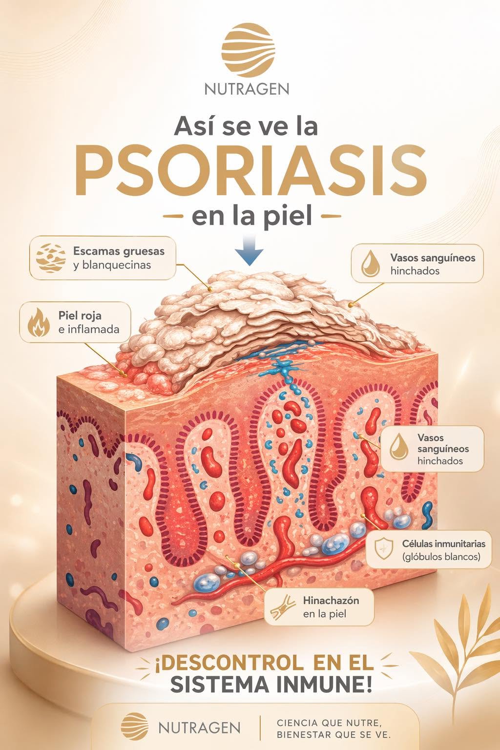 Así se ve la psoriasis en la piel