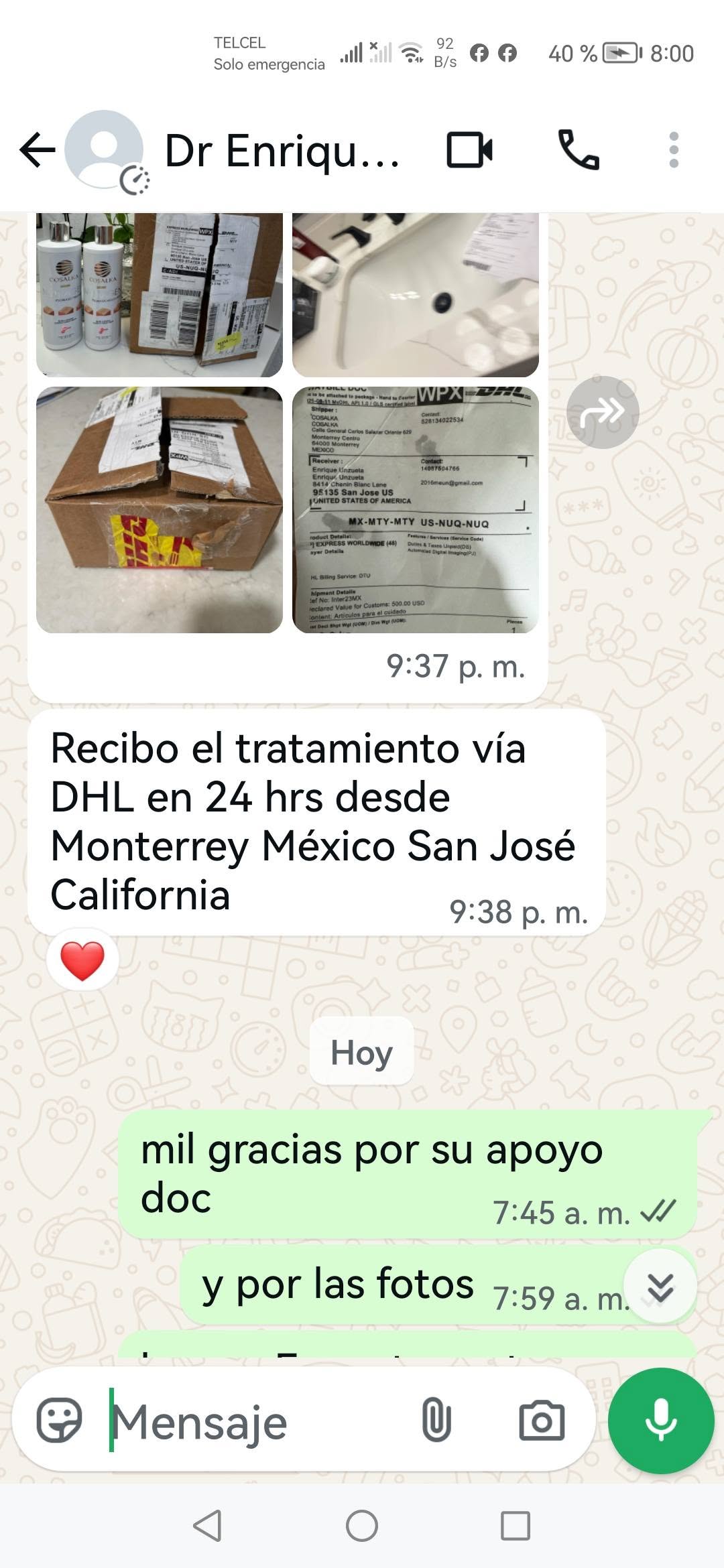 Entrega DHL en 24 horas